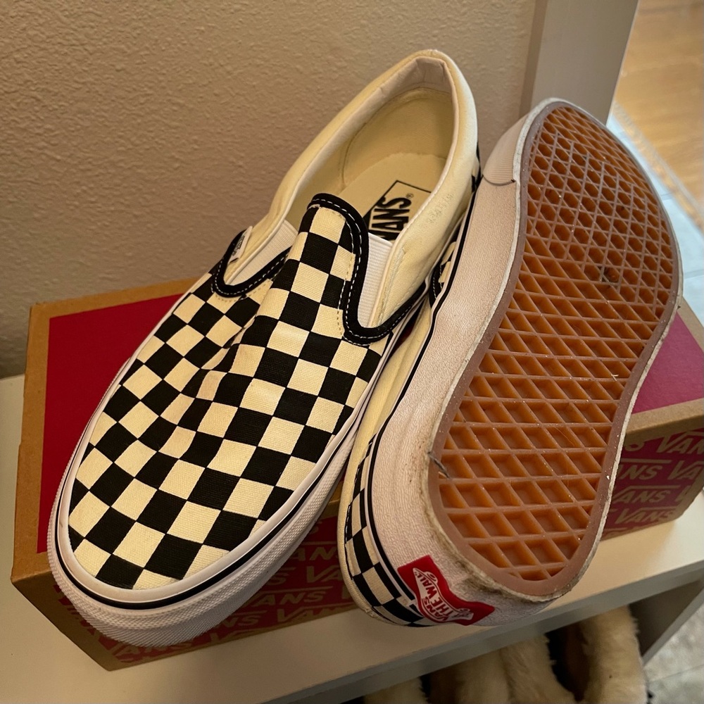 Checkered Vans SlipOns
